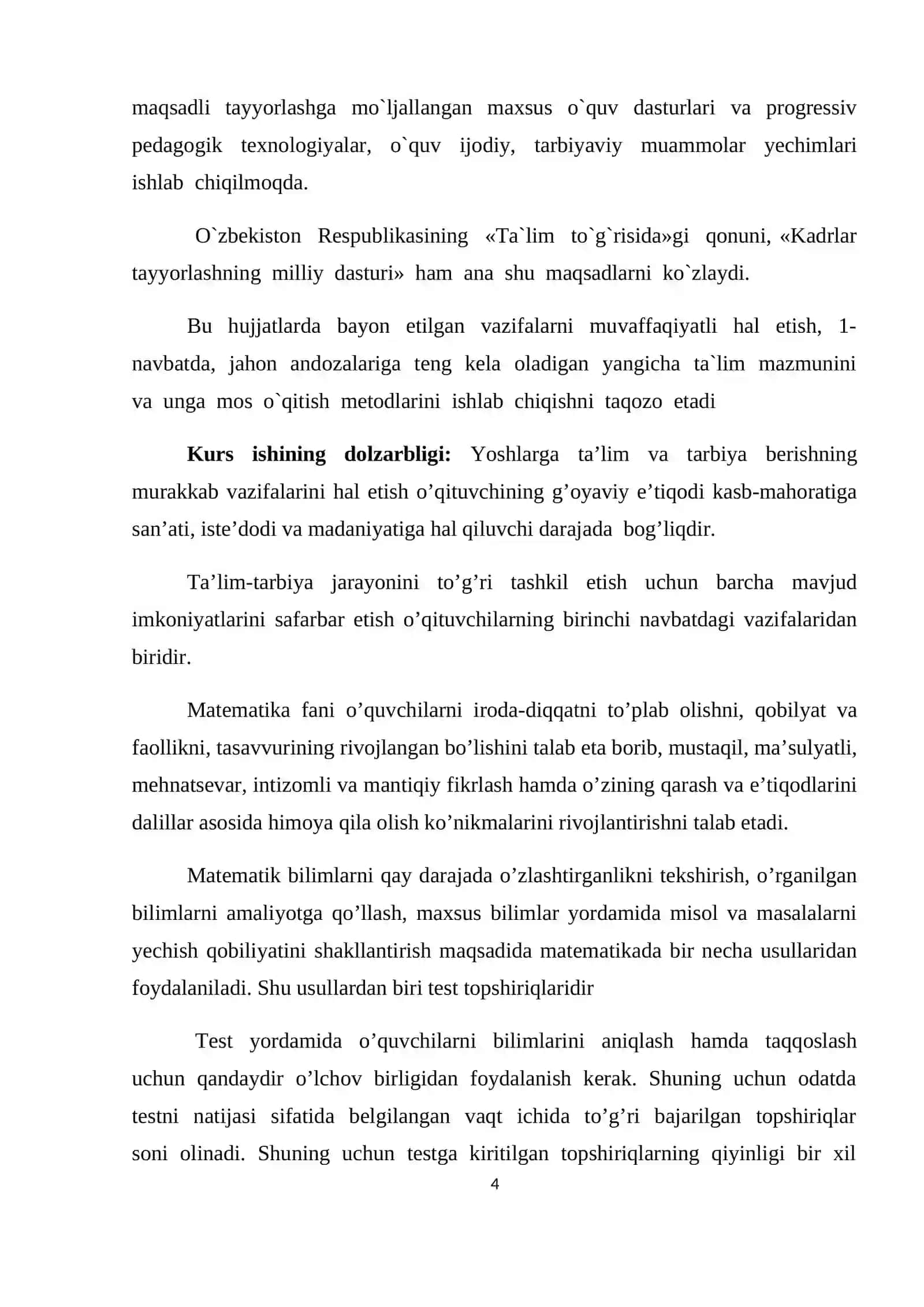 Matematika o’qitish metodikasi yo’nalishi 4
