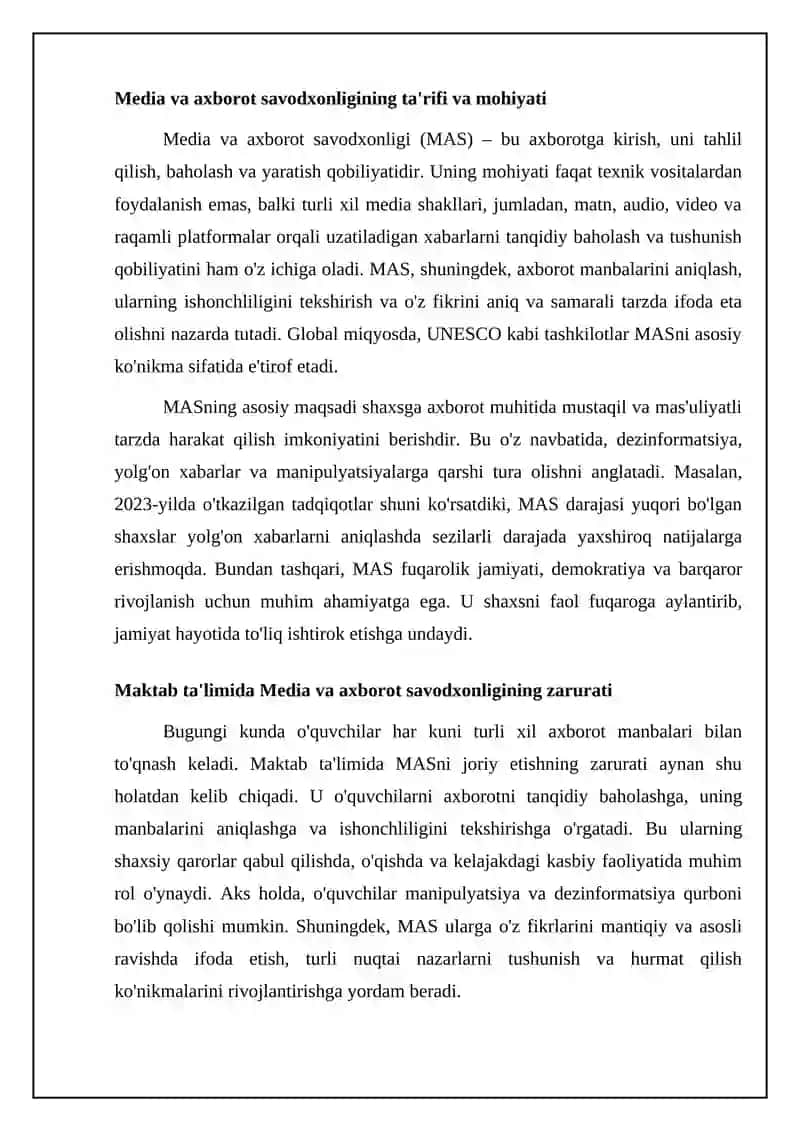 Maktab dasturida media va axborot savodxonligi 4