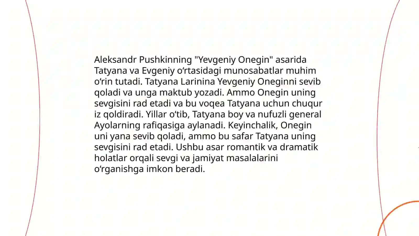 Pushkinning "Evgeniy Onegin" she'riy romanida muhabbat motivlari 4