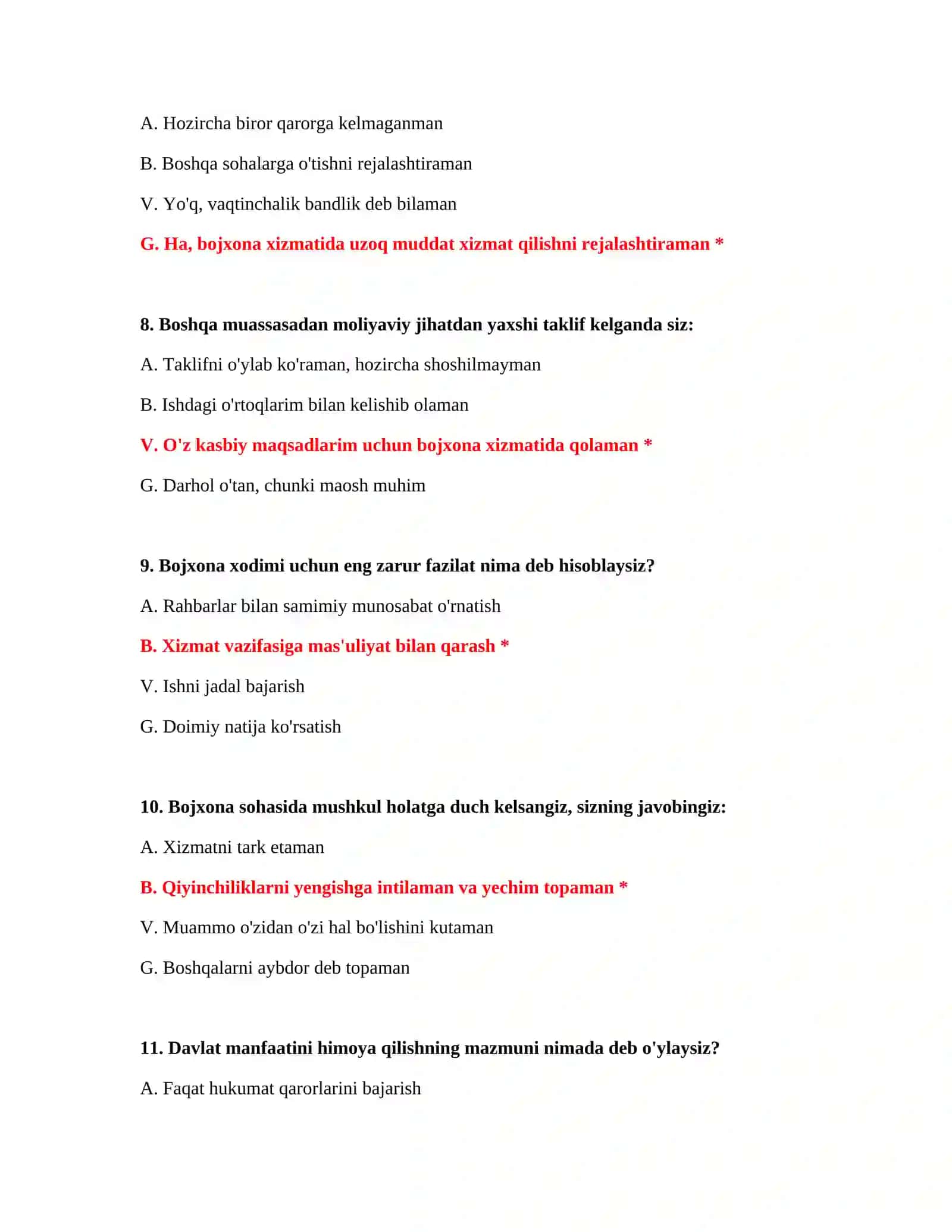 BOJXONA XIZMATI KASBIY TANLOVI - KASBIY TANLOV UCHUN LOGIK TESTLAR 4