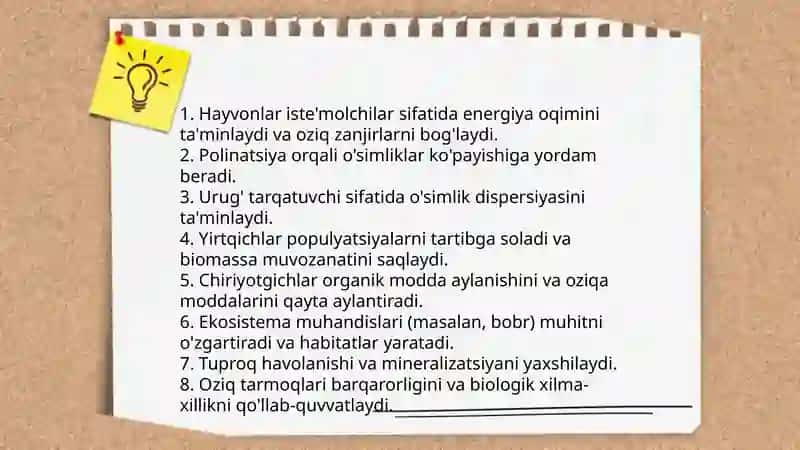 Hayvonot olamining xilma-xilligi va uning tabiatda tutgan o'rni 4