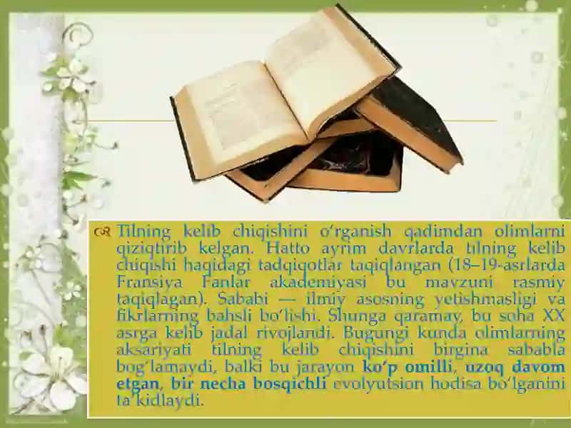 Tilning paydo bo'lishi to'g'risidagi asosiy nazariyalar 4