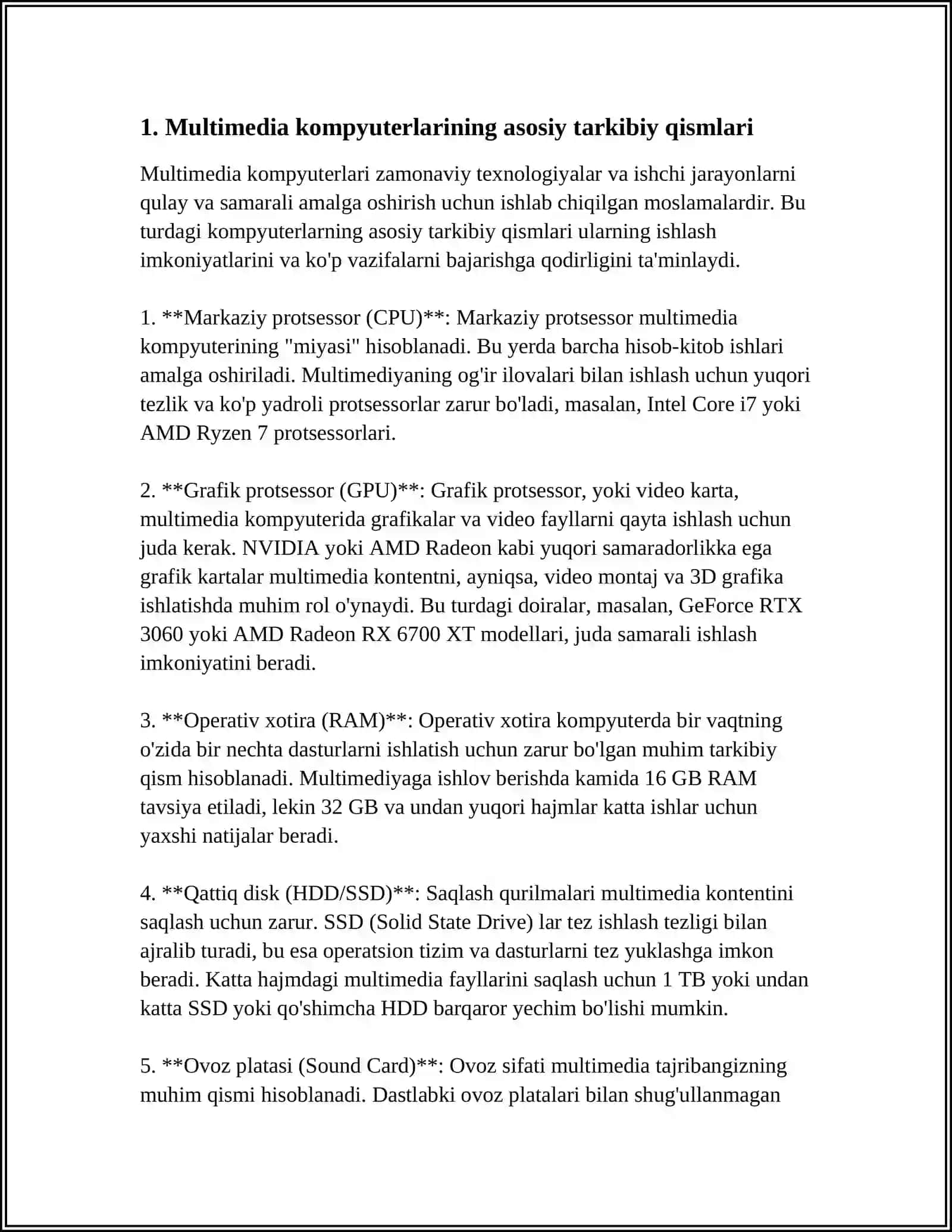MULTIMEDIYALI KOMPYUTERLAR VA ULARNING ASOSIY VA ATROF QURILMALARI; MULTIROOM – MULTIMEDIYA TIZIMI VA UNING IMKONIYATLARI; MULTIMEDIYA TIZIMINING DASTURIY TA’MINOTI; MOVAVI SLAYDSHOU YARATISH DASTURI YORDAMIDA IJODIY SLAYDSHOULAR, REKLAMA ROLIKLARI YARATISH TEXNOLOGIYALARI 4