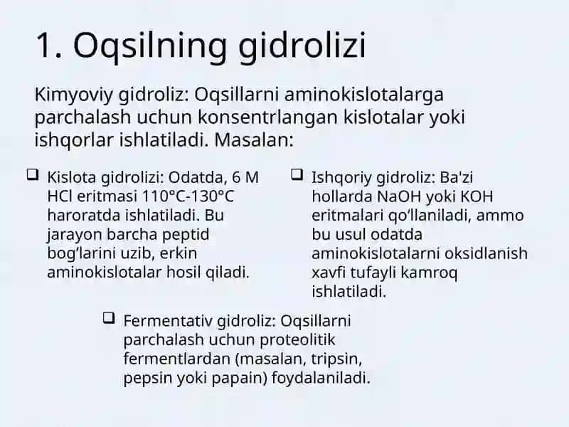 Oqsilgidrolizatlardan aminokislotalar ajratib olish 4