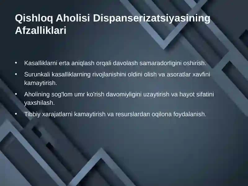 Qishloq Aholisini Sog'lomlashtirish: Dispanserizatsiya Dasturi 4