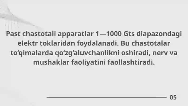 Past va yuqori chastotali fizioterapevtik apparatlar. Ularning ishlashining fizik asoslari 4