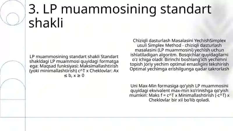 Chiziqli Dasturlash Masalasini Simpleks Usulda Yechish 4