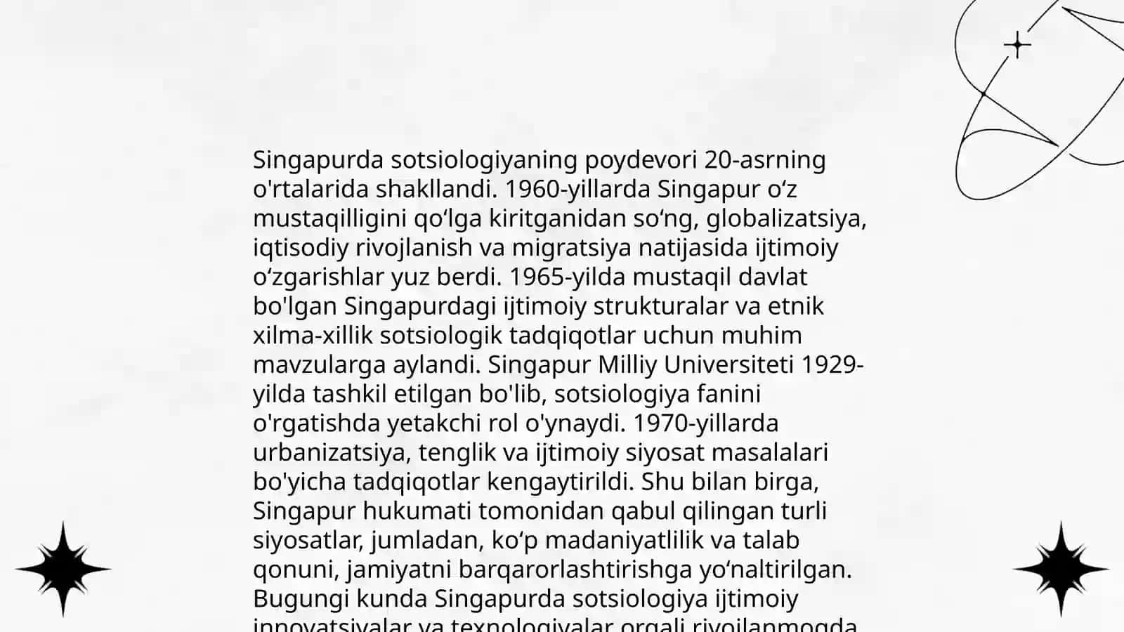 Singapurda sotsiologiya fanining rivojlanish bosqichlari 4