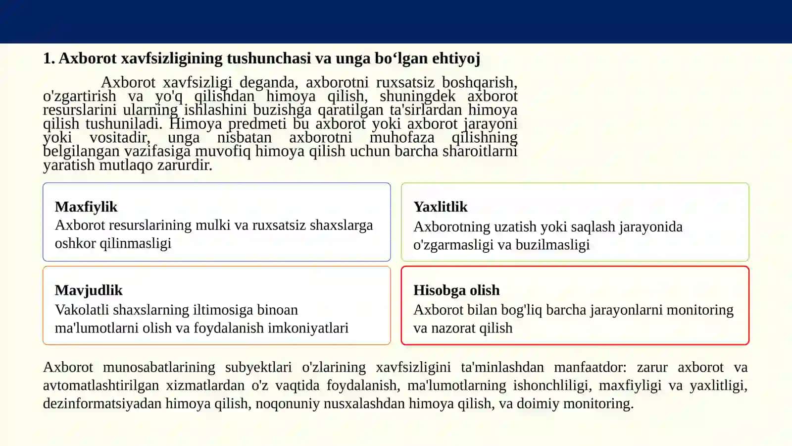 Axborot xavfsizligining asoslari 4