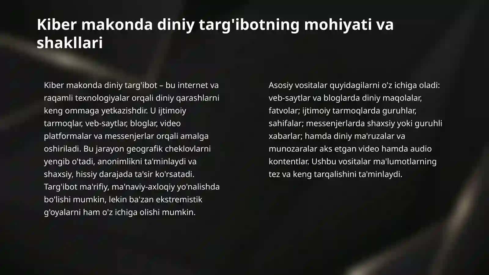 Kiber makonda diniy e’tiqod targ’iboting ijtomiy xavfi 4