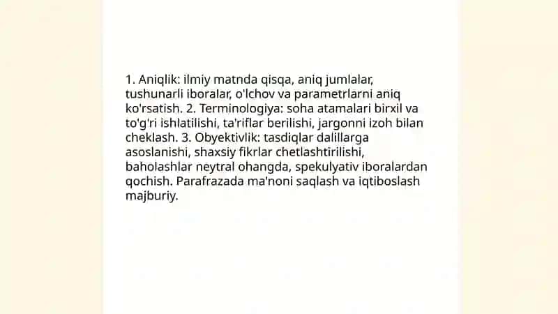 Ilmiy tadqiqot matnini yaratish. Iqtibos keltirish. Parafraza 4
