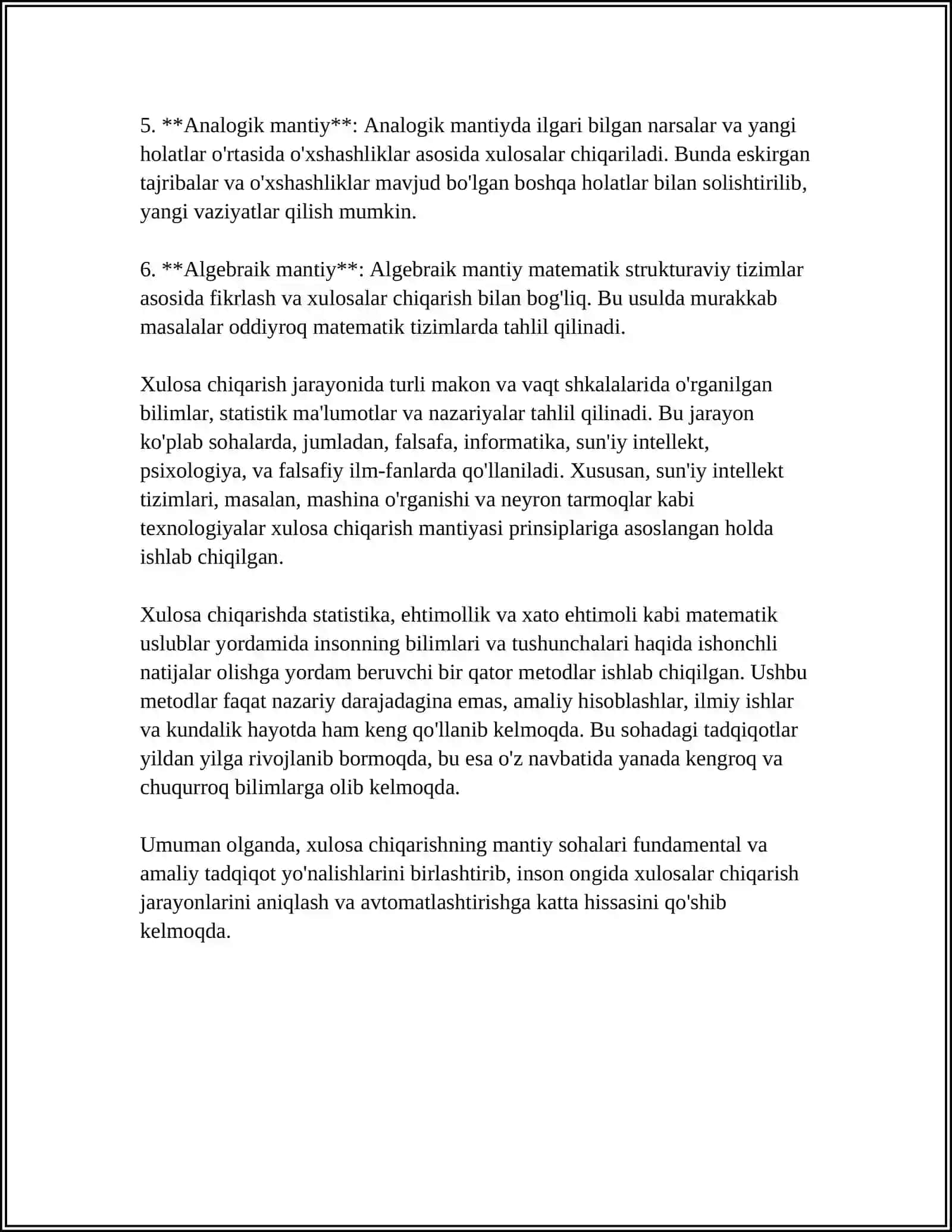 XULOSA CHIQARISHNING UMUMIY MANTIQIY TAVSIFI 4