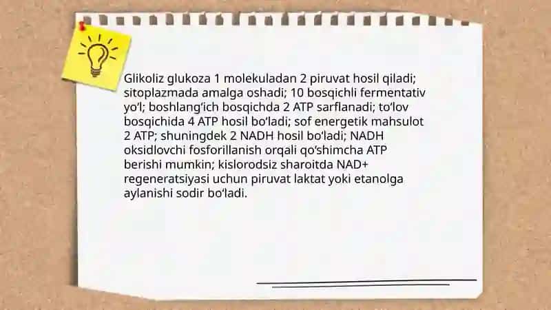 Metabolizm jarayonida energiya hosil bo’lishi va sarflanishi 4