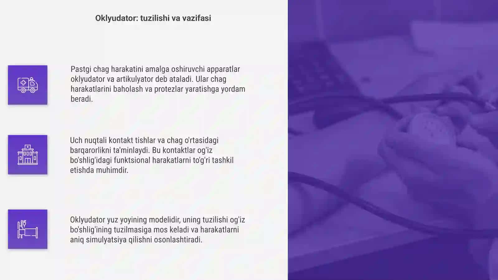 Pastgi chag harakatini amalga oshiruvchi apparatlar 4
