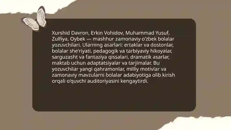 Hozirgi davrdagi ózbek bolalar adabiyoti 4