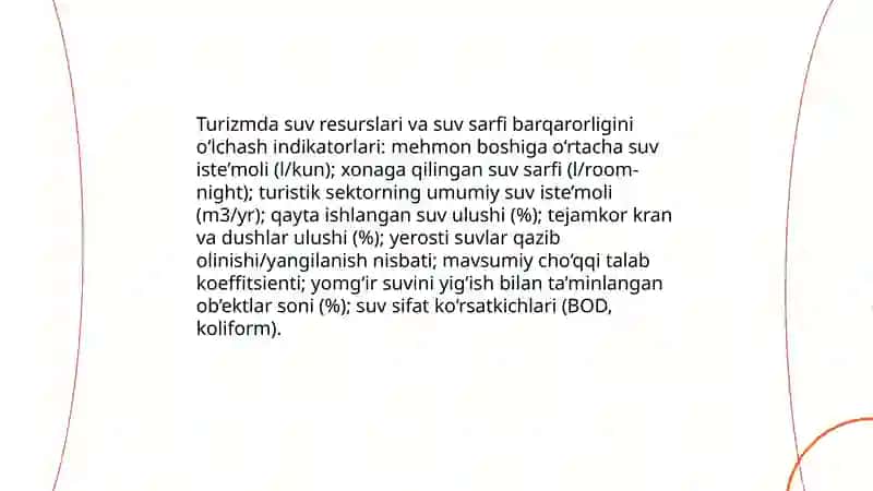 Turizmda ekologik, ijtimoiy va iqtisodiy barqarorlik olchovlari 4