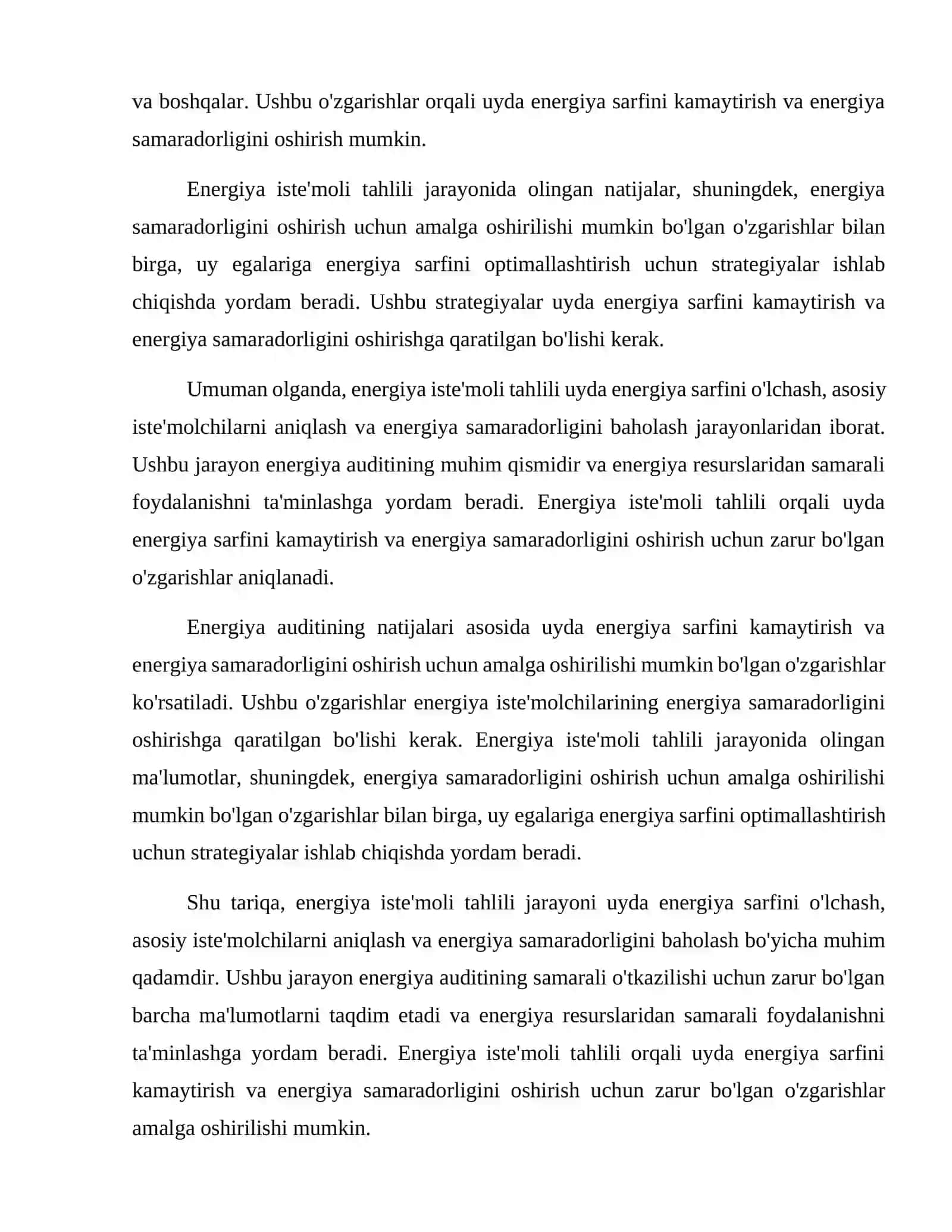 Rekuperatsiya tizimi bo'lgan uylamning energiya auditi. 4