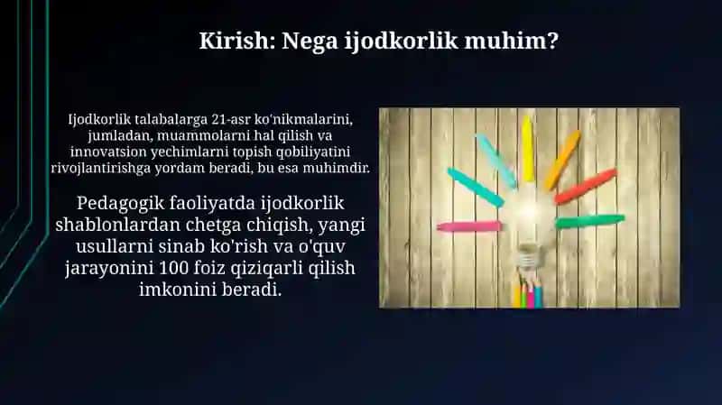 Pedagogik mahoratni rivojlantirishda kreativ yondashuv 4