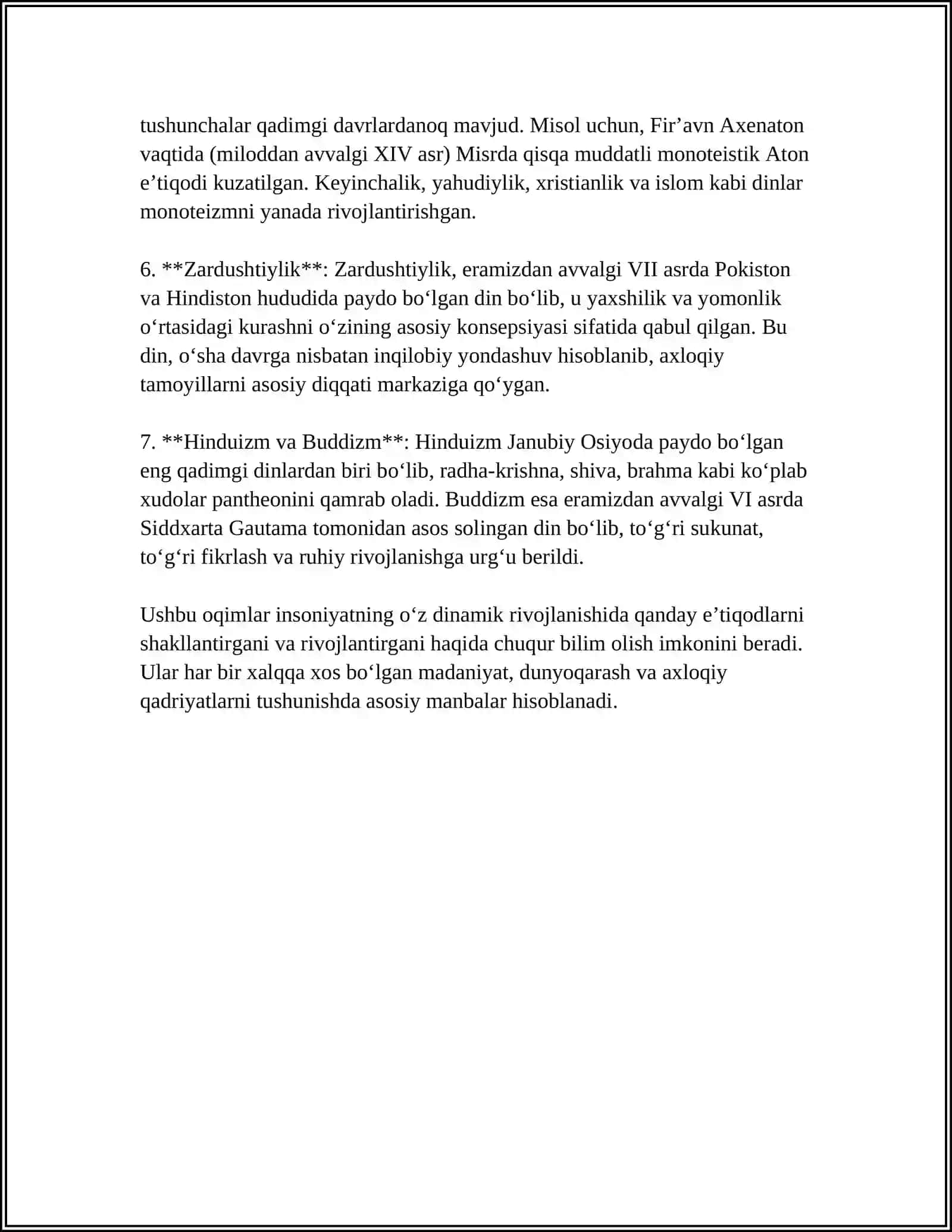 BERUNIYNING "O'TMISH XALQLARDAN QOLGAN YODGORLIKLAR" KITOBIDAN ISLOMDAN OLDINGI DINIY OQIMLARGA QARASHLARI 4