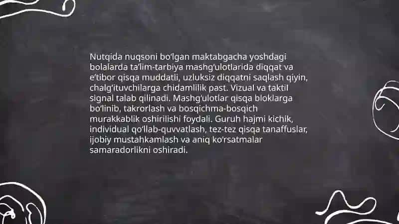 Maktabgacha ta'lim yoshidagi nutqida nuqsoni bo'lgan bolalarning faoliyat xususiyatlari 4