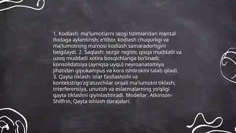 Xotiraning psixik jarayoni sifatida o'rganilishi 4