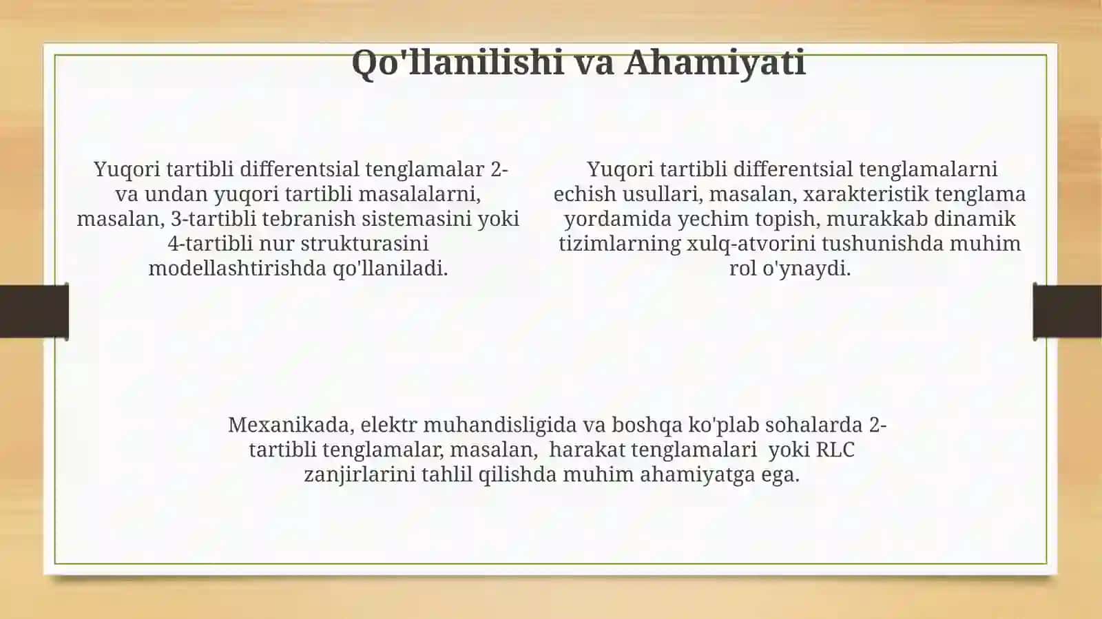 Yuqori Tartibli Differensial Tenglamalar Ta'rifi 4
