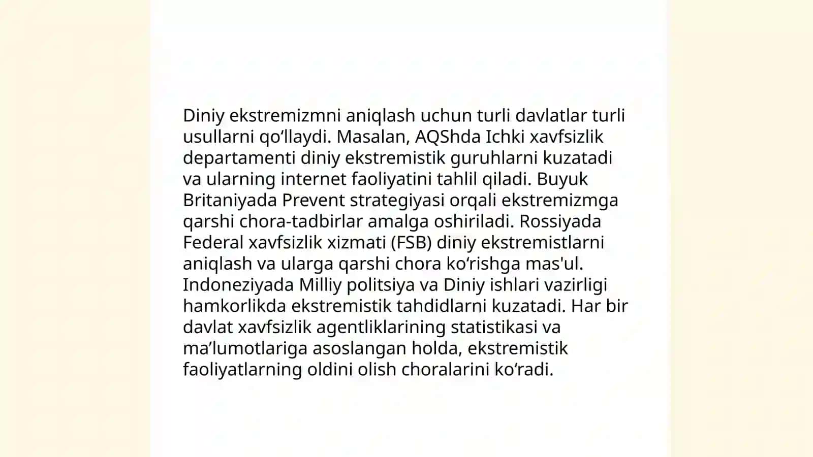 Diniy ekstremizm va terrorizmning dunyo davlatlaridagi amalga oshirgan ishlari 4