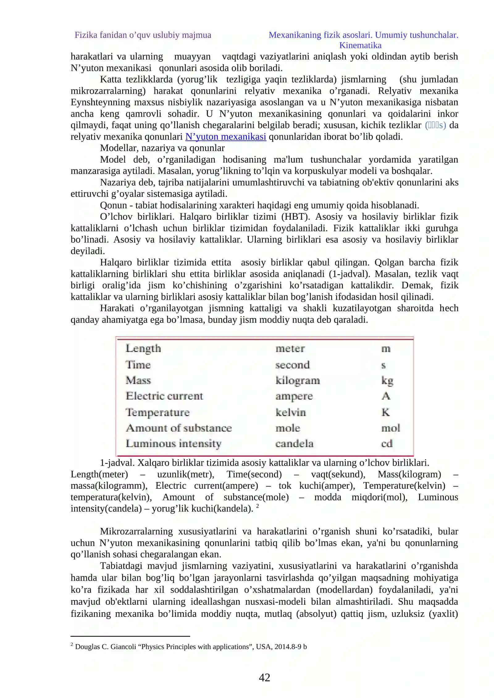 Majmua Mexanikaning fizik asoslari. Umumiy tushunchalar 4