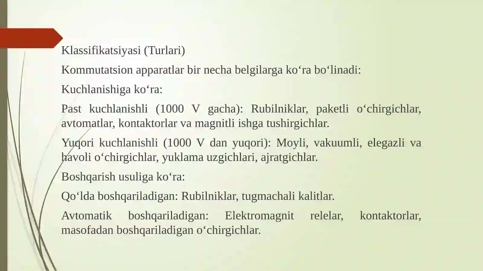 Kommutatsion apparatlar va komplekt taqsimlovchi qurilmalar mavzusida TAQDIMOT ISHI 4