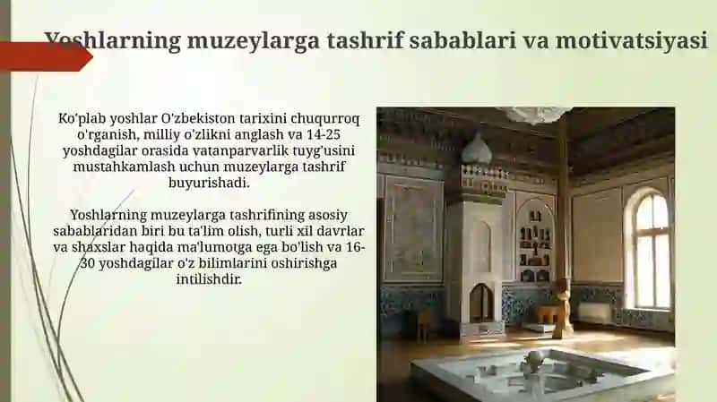 8.Toshkent shahrida joylashgan muzeylar Respublika yoshlar nigohida 4