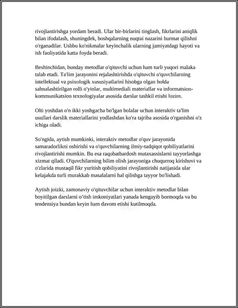 TARBIYA DARSLIGIDA ÕQUVCHILARNI FOOLLIGINI OSHIRISHDA INTIRAKTIV MUHIT YARATISH YÕLLARI 4