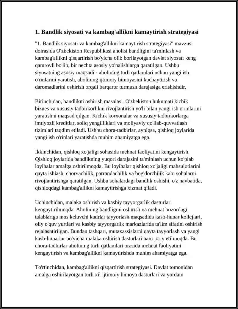 Bandlik siyosati va kambag'allikni kamaytirish strategiyasi 4