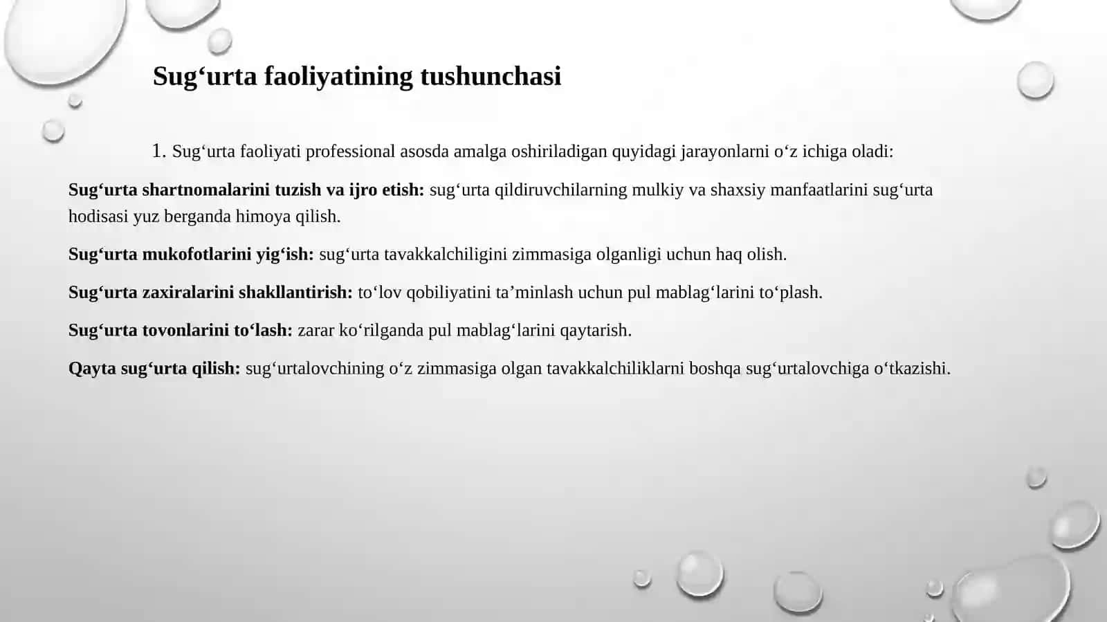 Sug‘urta faoliyatini huquqiy tartibga solish. Davlat kreditining huquqiy asoslari 4