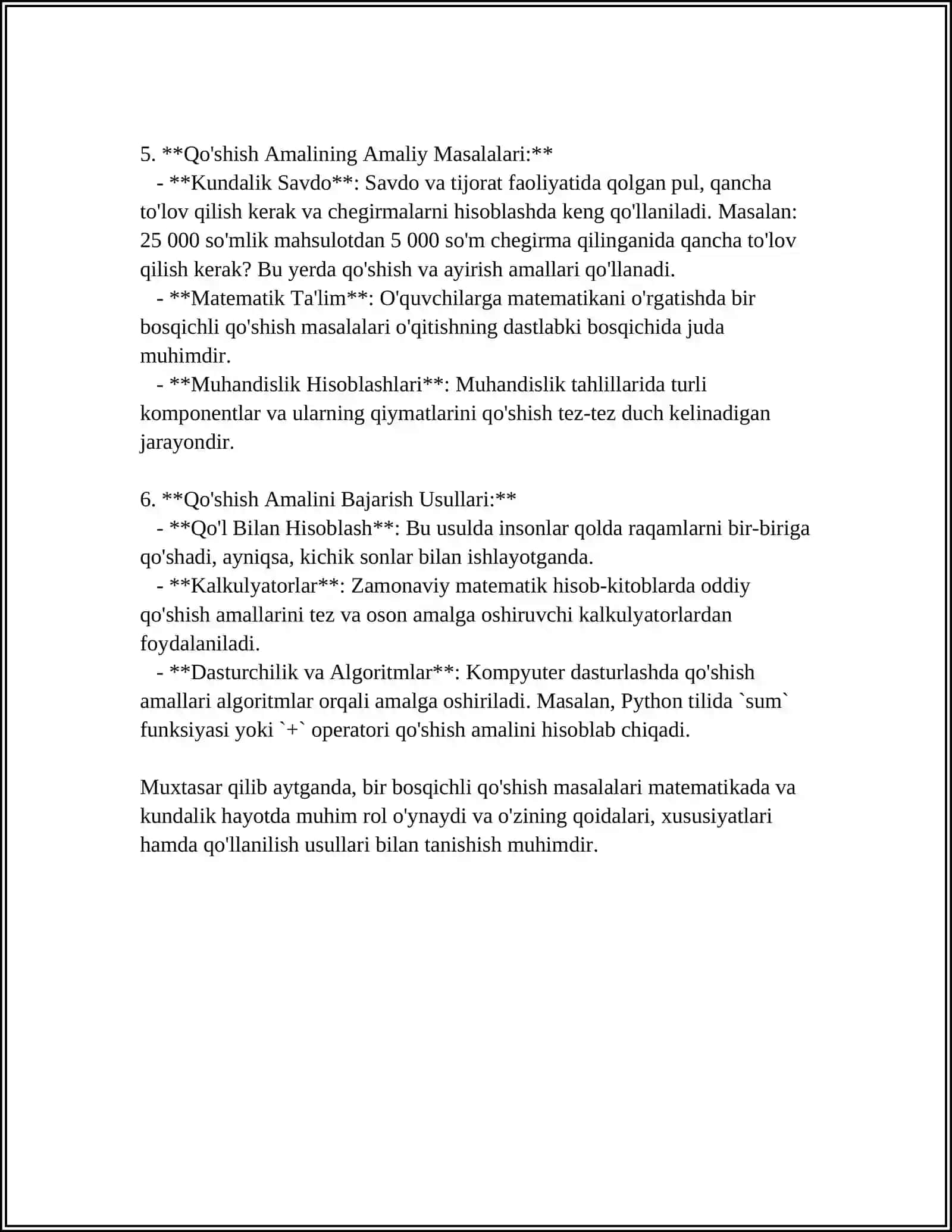 BIR BOSQICHLI QOSHISH VA AYRISH MASSLALARNI YECHISH 4