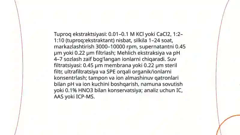 Tuproq va suvning tarkibida ion bog'lanishli birikmalarni aniqlash 4