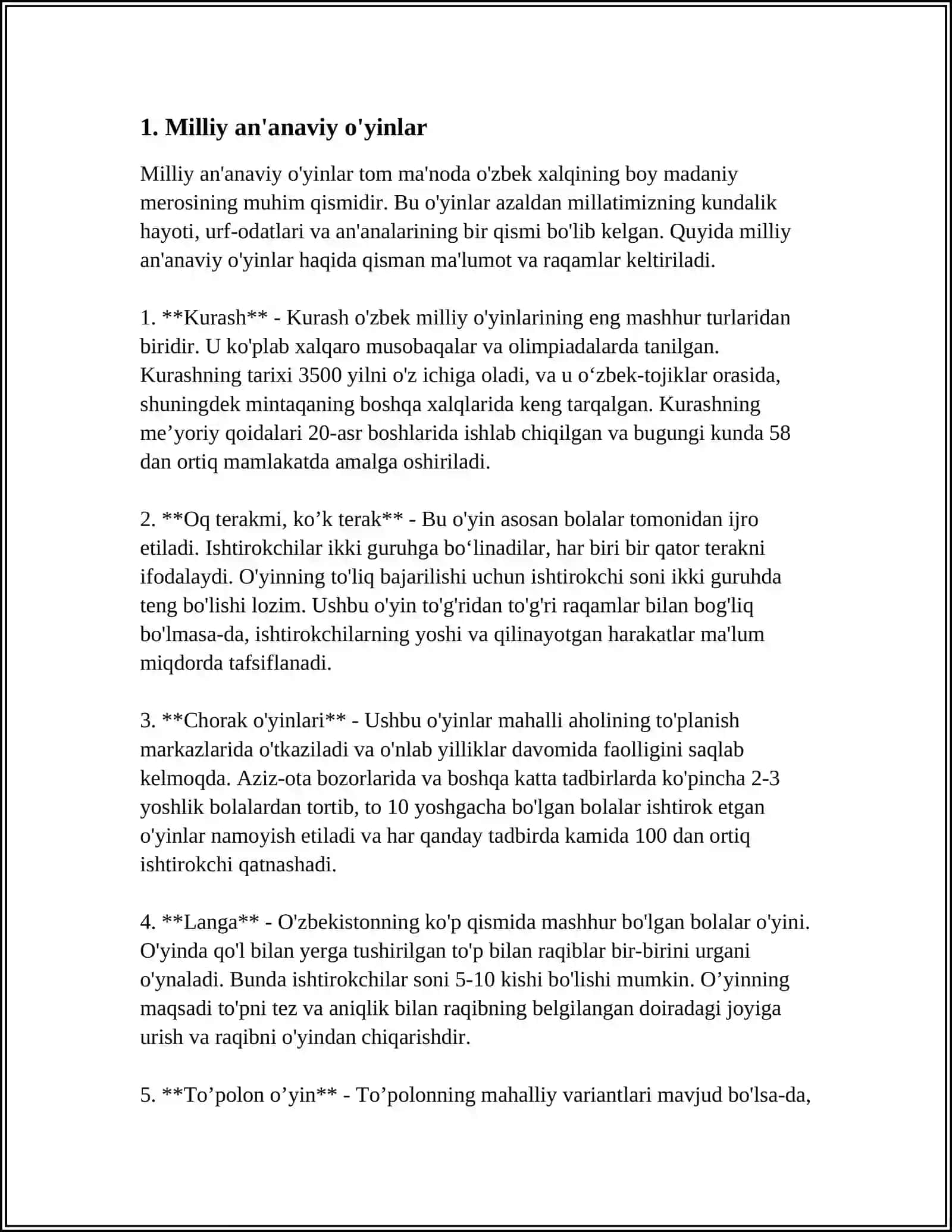 MILLIY VA HARAKATLI O'YINLARNING TURLARGA BO'LINISHI 4