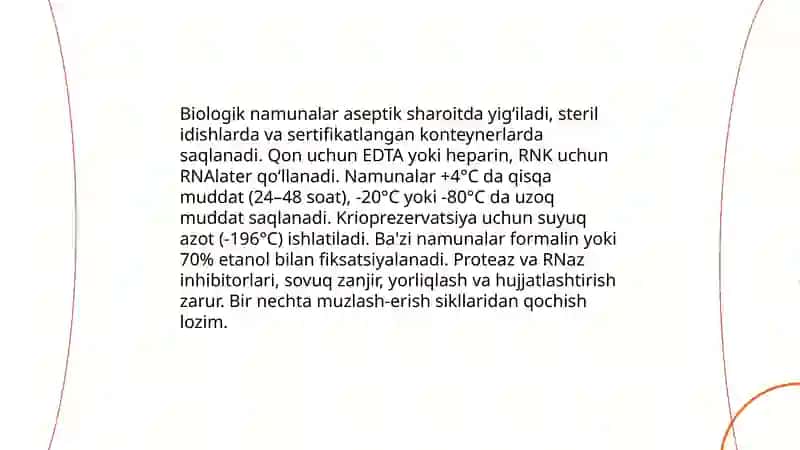 Hujayralar kimyoviy tarkibini aniqlash bo'yicha tahliliy material tayyorlash 4