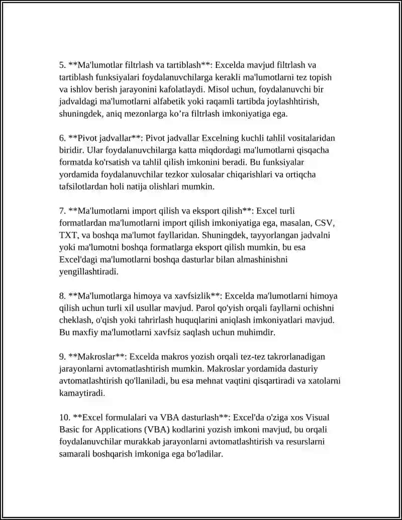 MS EXSEL, GOOGLE SHEETS, WEB-BASED SPREADSHEEPS ELECTRON JADVALLARNING ISHLASH PRINSIPI 4