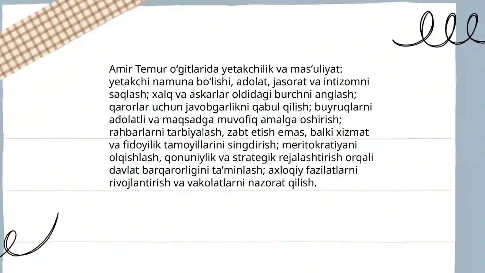 Amir Temur oʻgʻitlarining tarbiyaviy ahamiyati 4