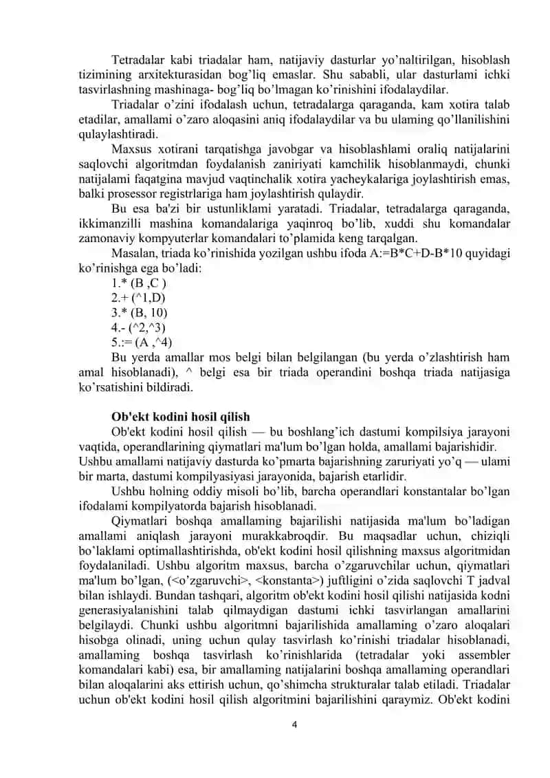 Xoare triadalari va tetradalariga tarjimasi 4