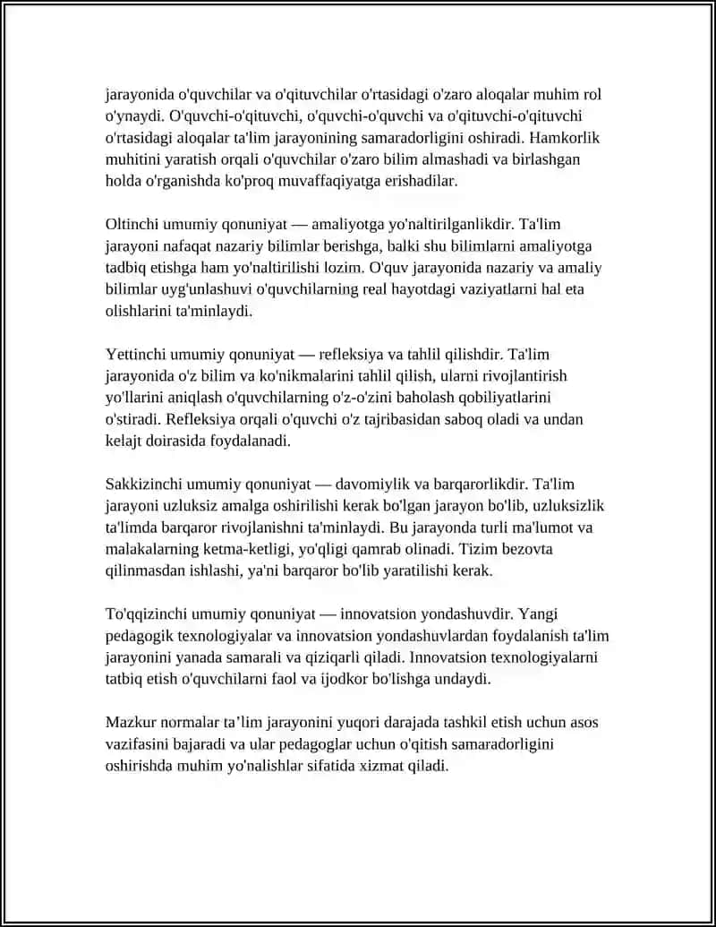 TAʼLIM JARAYONINING QONUNIYATLARI VA TAMOYILLARI 4