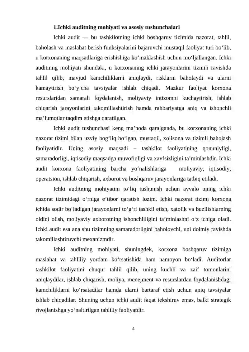 Ichki audit tushunchasi, uning maqsad va vazifalari 4