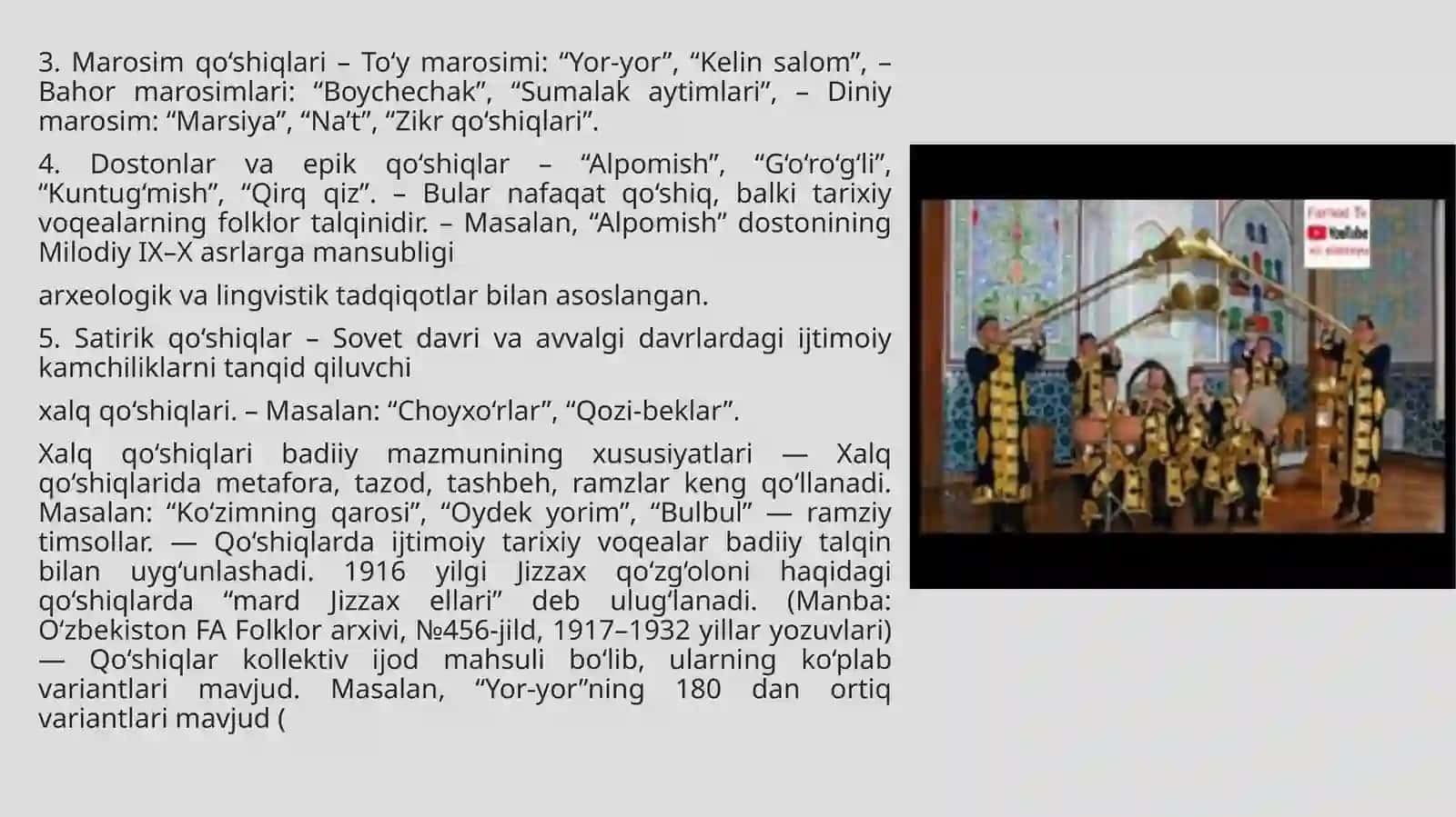“O'zbekxalqqo'shiqlaridatarixiyvoqeayalarningijrochiligi” 4