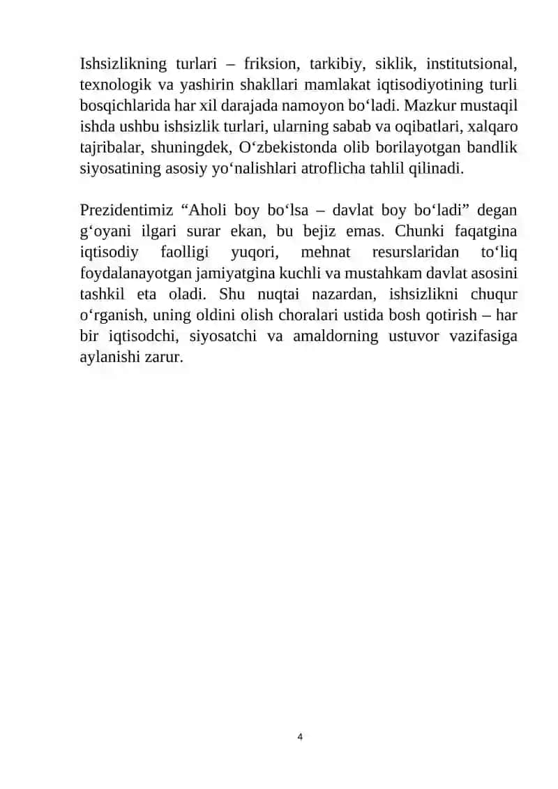 Ishsizlikni kelib chiqishi sabablari va namoyon bo’lish sharoitlari 4