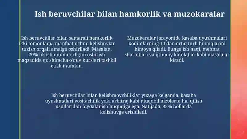 Kasaba uyushmalari va xodimlar bilan ishlash 4