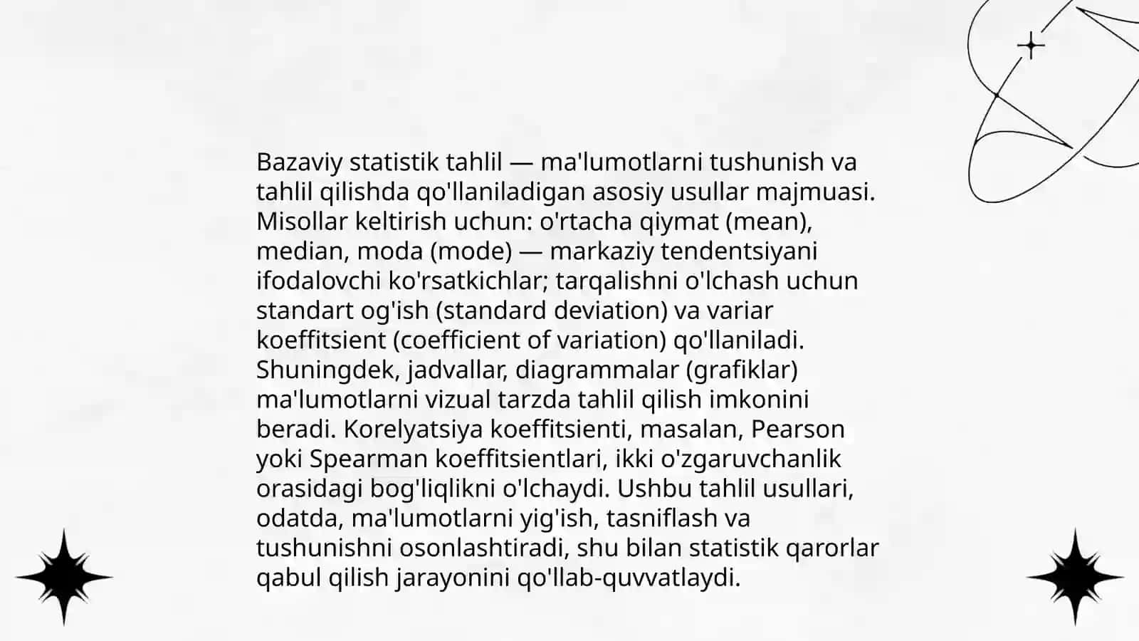 Statistik tahlil masalalarini MS Excel dasturidan foydalanib yechish 4
