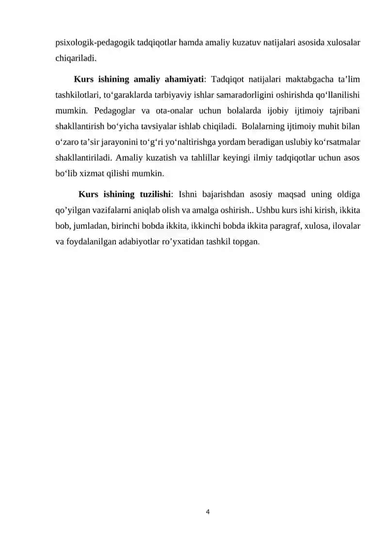 IJTIMOIY TAJRIBANING BOLALAR SHAXSIGA TA’SIRI KURS ISHI 4