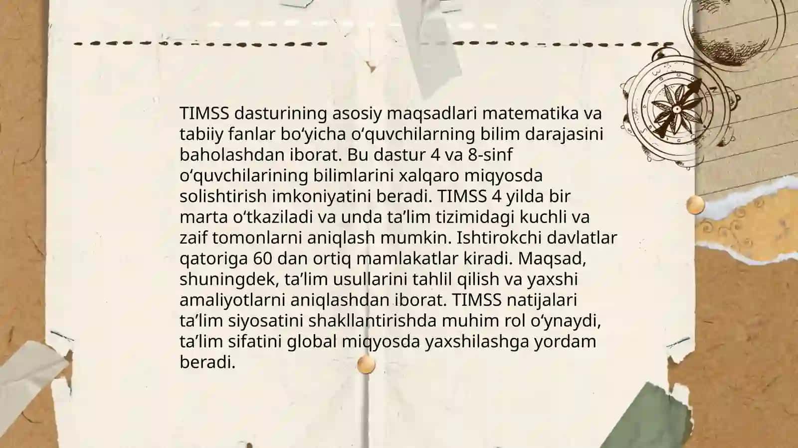 TIMSS xalqaro baholash dasturi mazmun va mohiyati 4