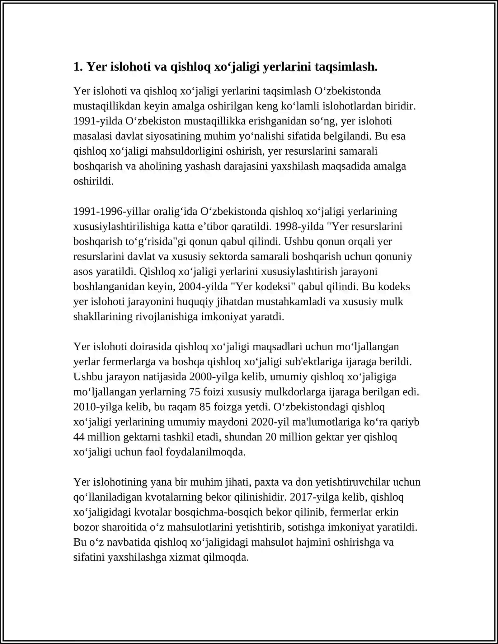 MUSTAQILLIK YILLARIDA QISHLOQ XOʻJALIGI VA SANOAT SOHADIDAGI OʻZGARISHLAR 4