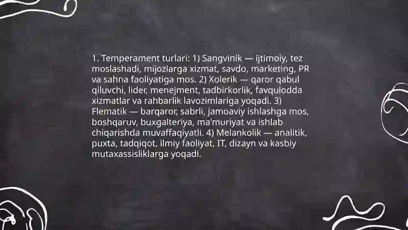 Temperament xususiyatlarining mutaxassis shakllanishidagi oʻrni 4
